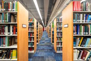 library at UCSB with shelves and shelves of books